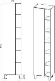 Viant Шкаф пенал Бостон 45 белый/дуб вотан – фотография-8